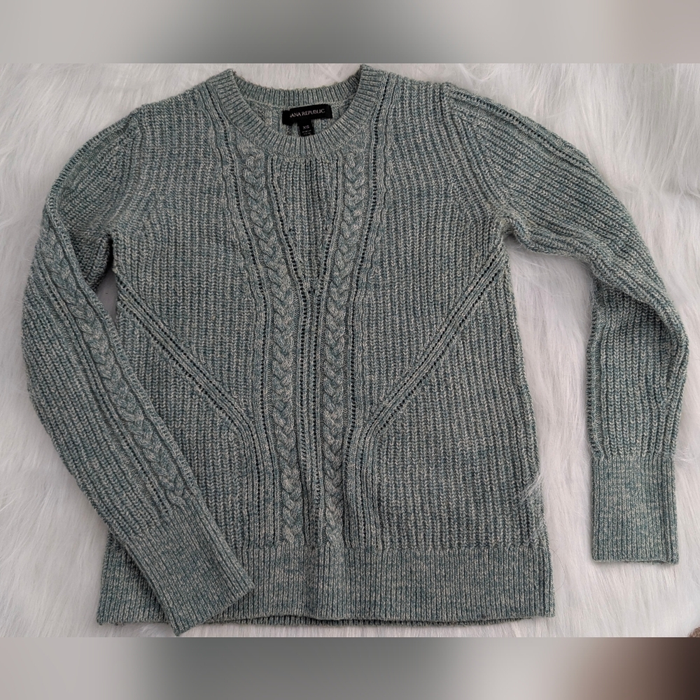 Banana Republic Teal Cable Knit Pullover XS